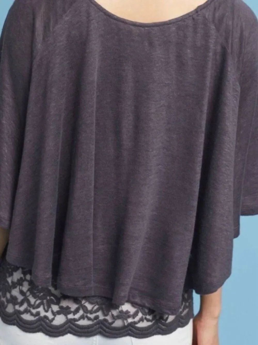 NEW Anthropologie AKEMI + KIN Knit Linen & Lace Cape Top Women’s XS - Picture 2 of 8